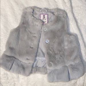 Gray faux fur vest